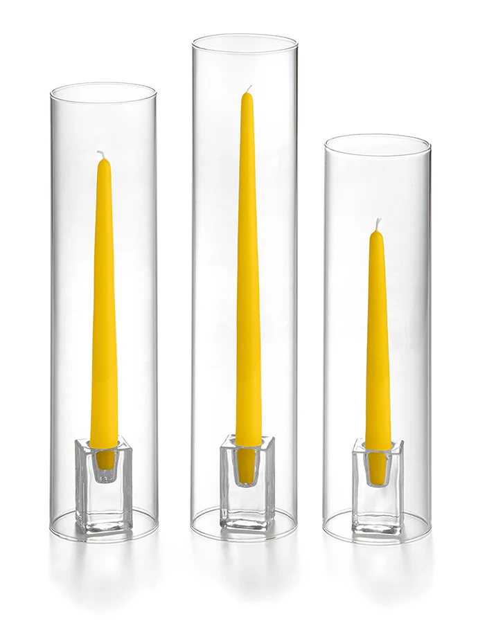 36 Taper Candles, 36 Glass Chimneys and 36 Square Block Holders - Image 9