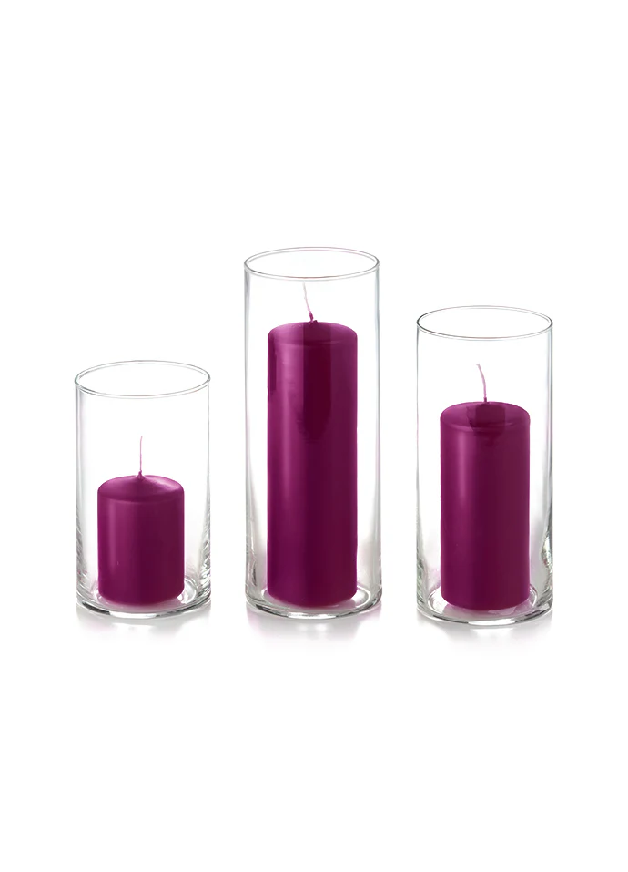 12 Slim Pillar Candles and Cylinder Vases - Image 11