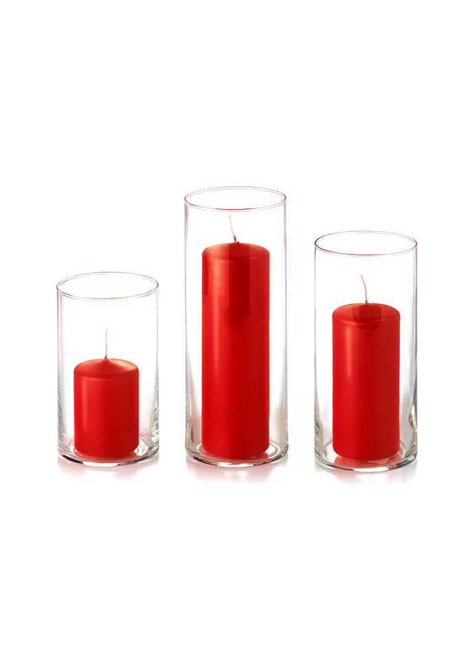 12 Slim Pillar Candles and Cylinder Vases - Image 13
