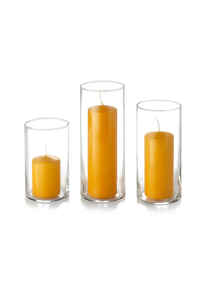 12 Slim Pillar Candles and Cylinder Vases - Image 17