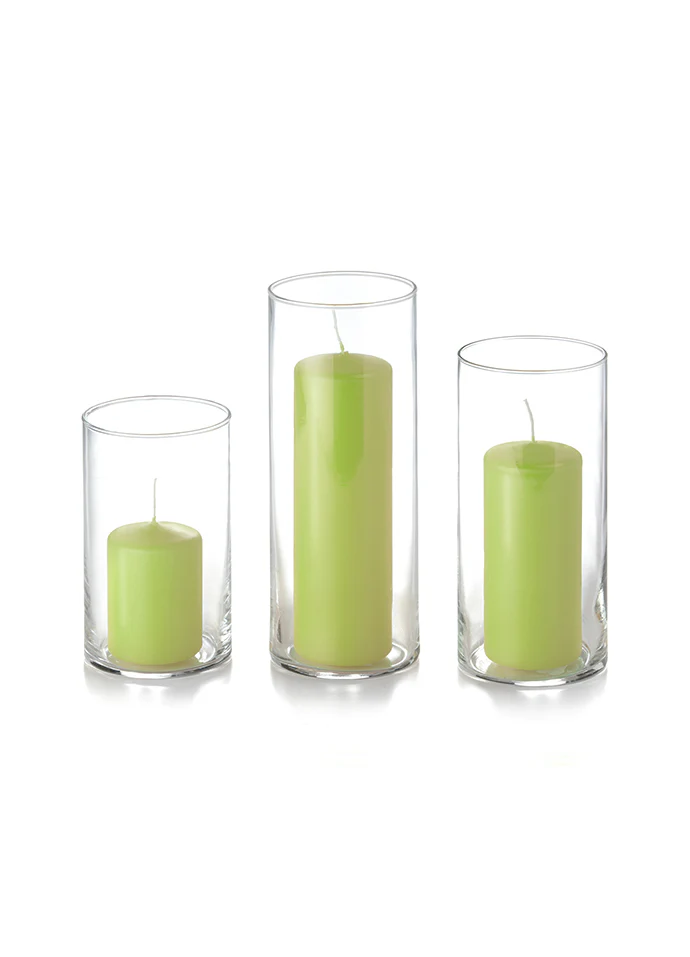 12 Slim Pillar Candles and Cylinder Vases - Image 18