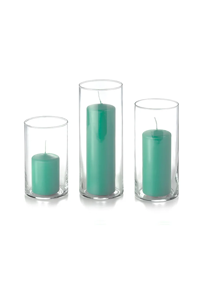 12 Slim Pillar Candles and Cylinder Vases - Image 19