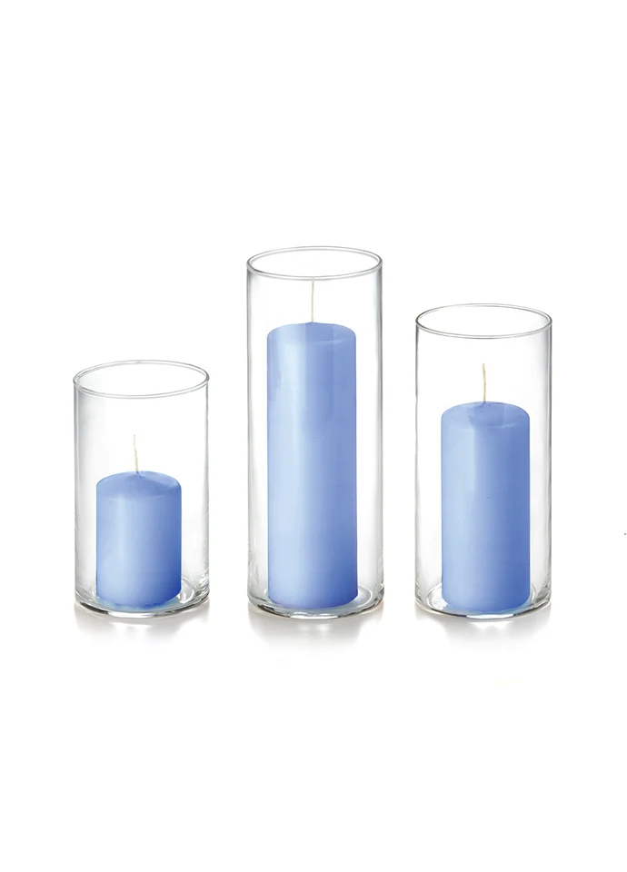 12 Slim Pillar Candles and Cylinder Vases - Image 21