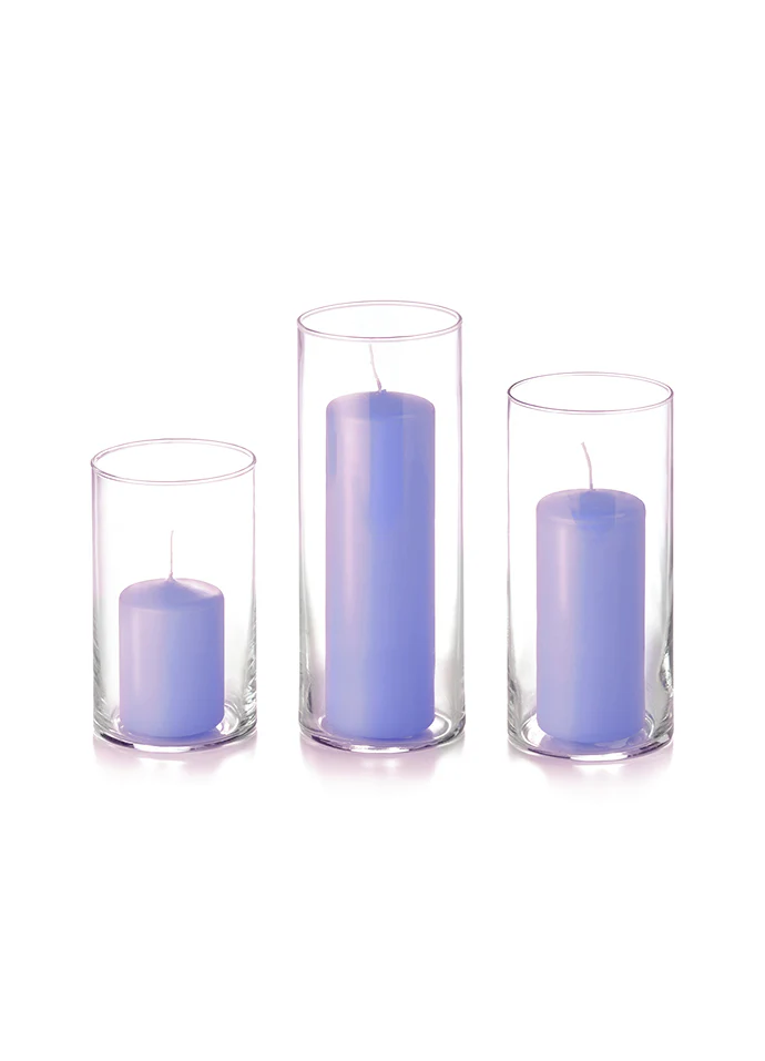 12 Slim Pillar Candles and Cylinder Vases - Image 22