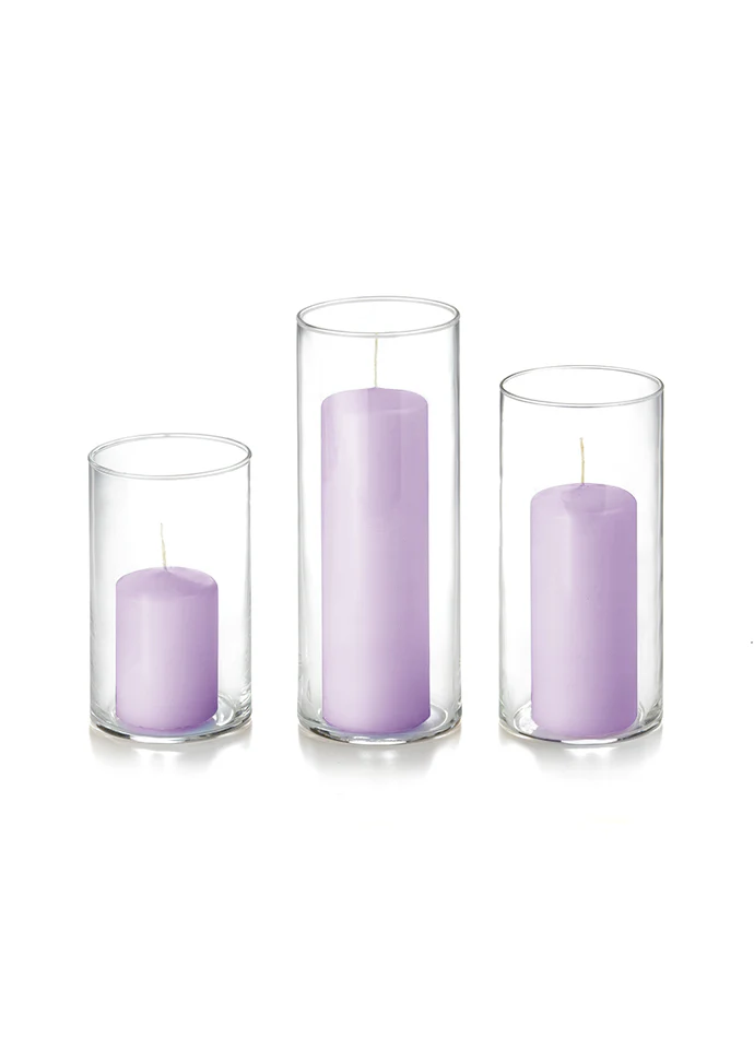 12 Slim Pillar Candles and Cylinder Vases - Image 24