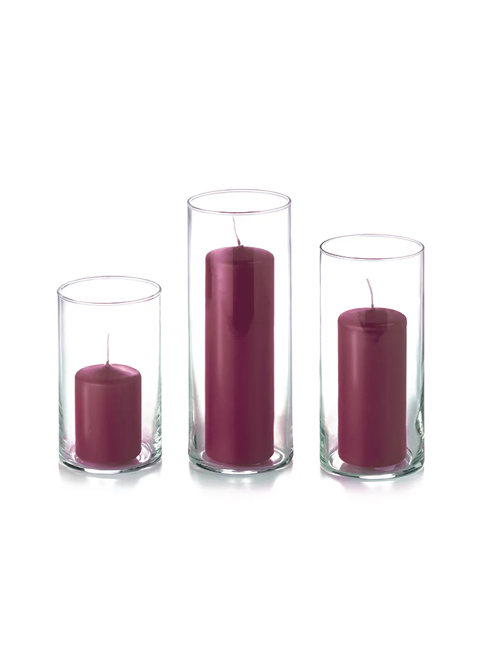 12 Slim Pillar Candles and Cylinder Vases - Image 26