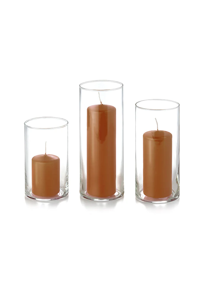 12 Slim Pillar Candles and Cylinder Vases - Image 28