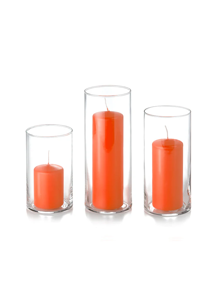 12 Slim Pillar Candles and Cylinder Vases - Image 31