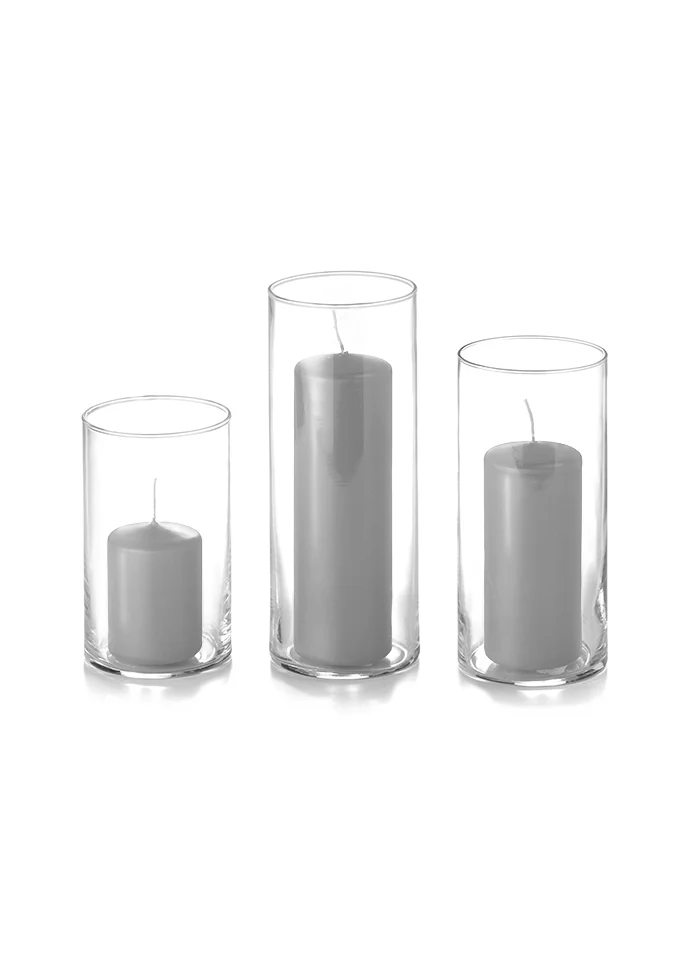 12 Slim Pillar Candles and Cylinder Vases - Image 32