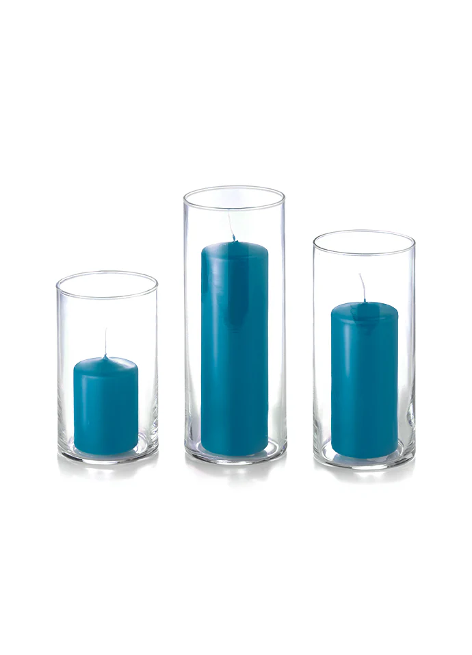 12 Slim Pillar Candles and Cylinder Vases - Image 33