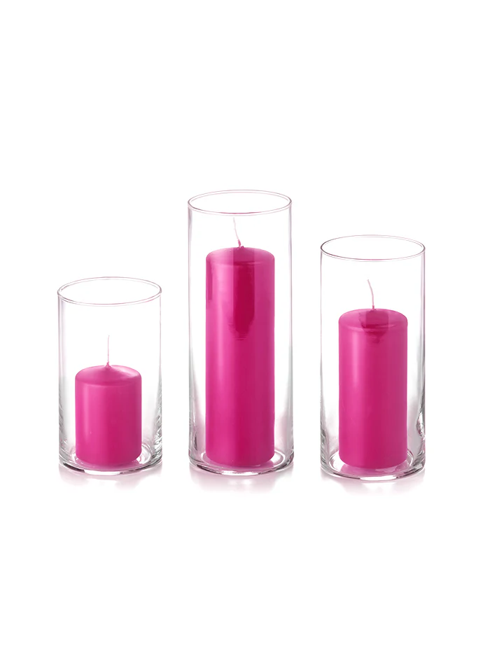 12 Slim Pillar Candles and Cylinder Vases - Image 35
