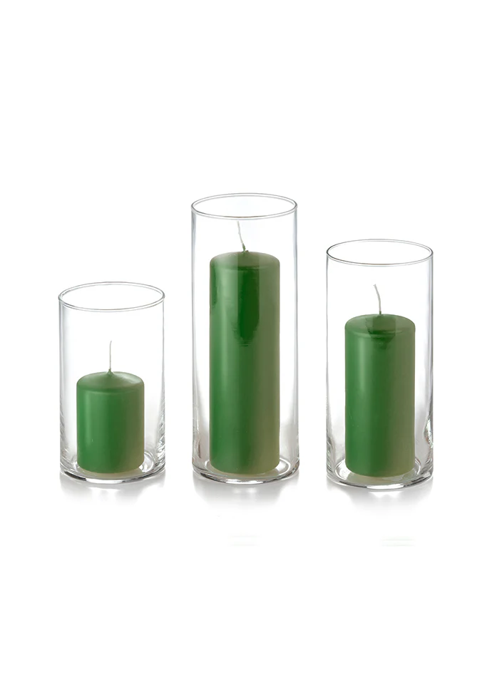 12 Slim Pillar Candles and Cylinder Vases - Image 36