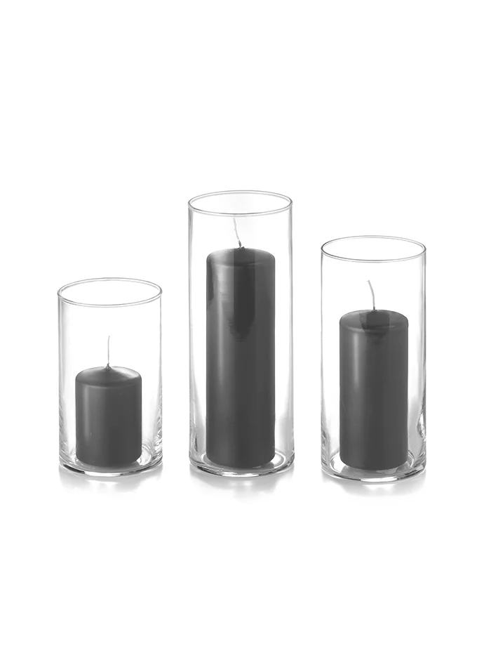 12 Slim Pillar Candles and Cylinder Vases - Image 37
