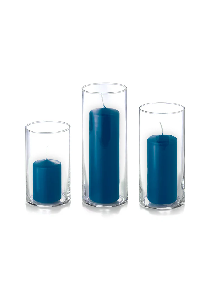 12 Slim Pillar Candles and Cylinder Vases - Image 38