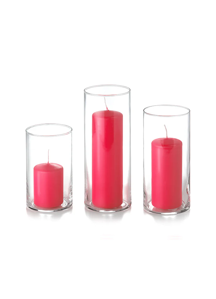 12 Slim Pillar Candles and Cylinder Vases - Image 40