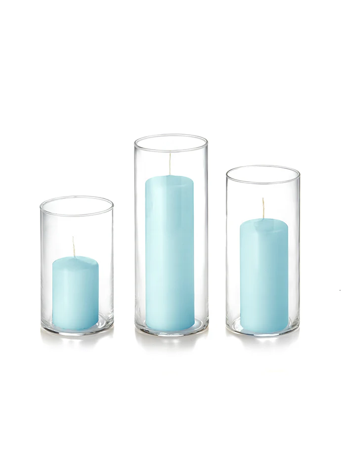 12 Slim Pillar Candles and Cylinder Vases - Image 42