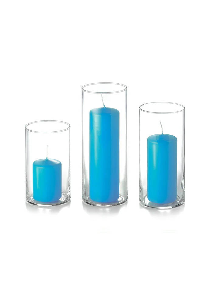 12 Slim Pillar Candles and Cylinder Vases - Image 43