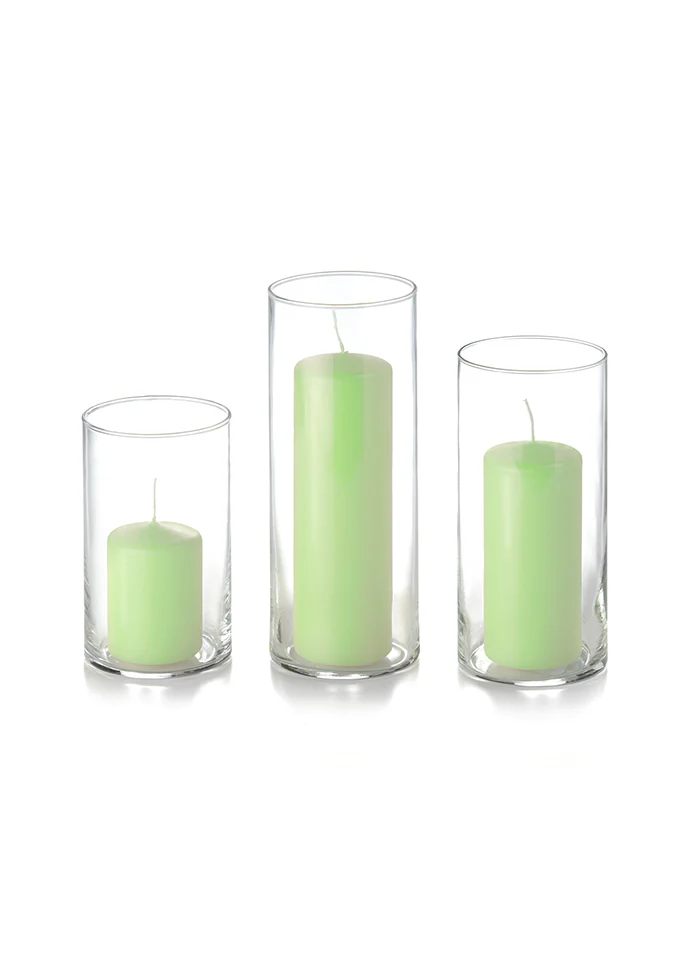 12 Slim Pillar Candles and Cylinder Vases - Image 44