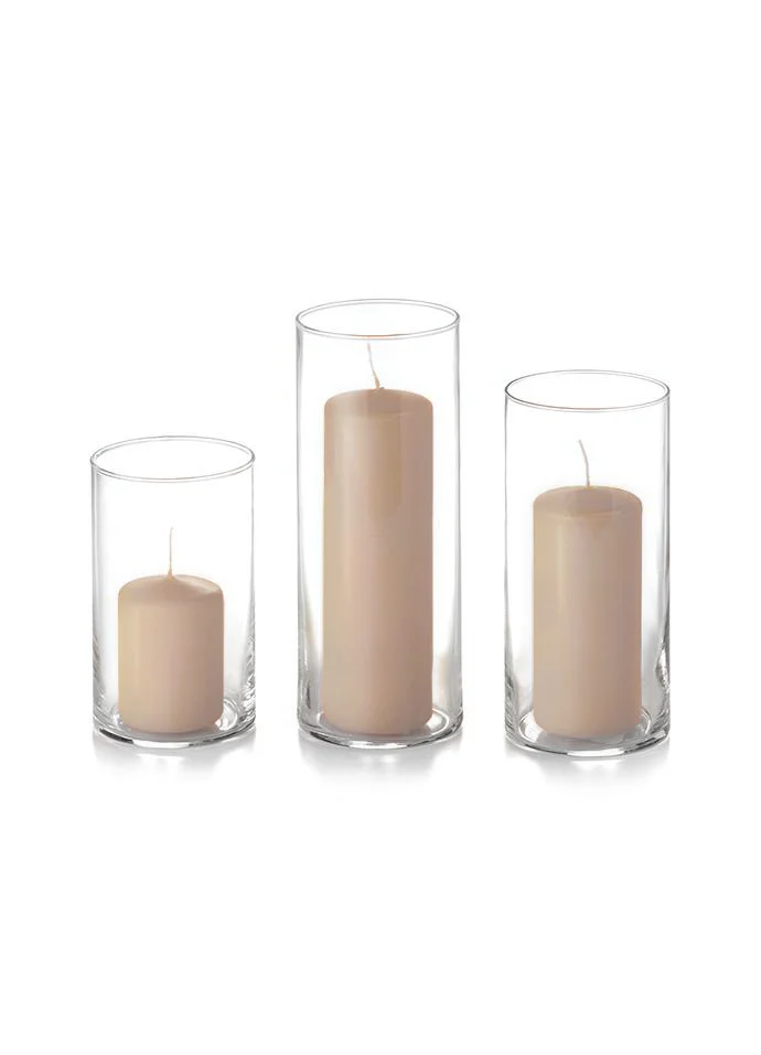 12 Slim Pillar Candles and Cylinder Vases - Image 57